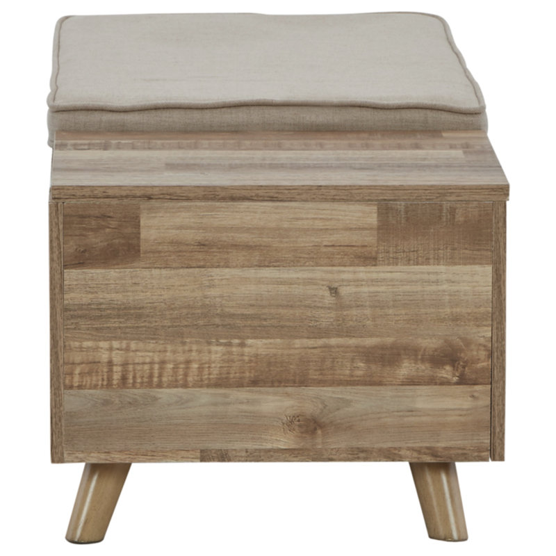 Gerdanet Butcher-Block Effect Storage Bench in Beige/Brown