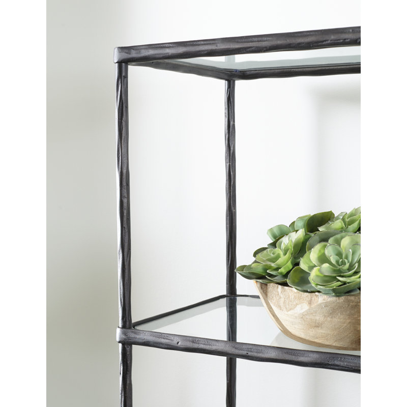 Ryandale Antique Black Aluminum and Glass Bookcase