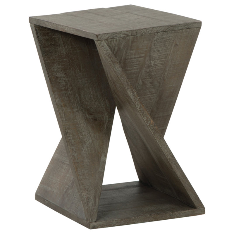 Zalemont Distressed Gray Solid Wood Square End Table