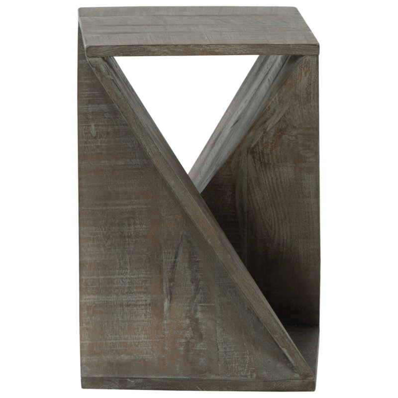 Zalemont Distressed Gray Solid Wood Square End Table