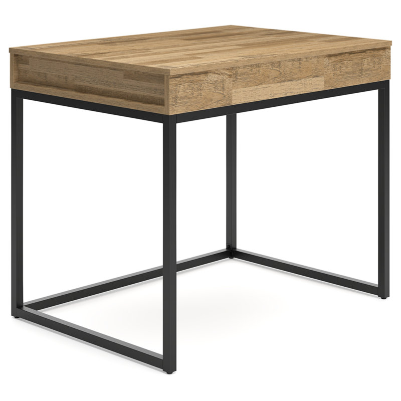 36" Industrial Chic Lift-Top Home Office Desk in Light Brown & Black