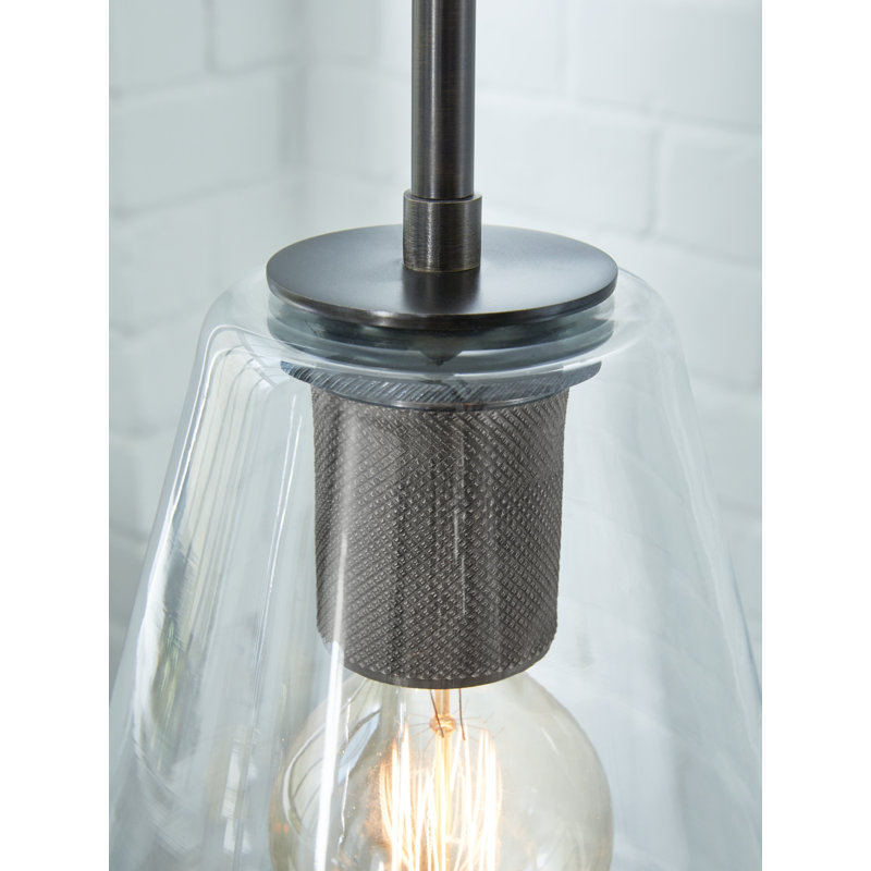Collbrook 8.75'' Clear Glass & Black Finish Contemporary Pendant Light