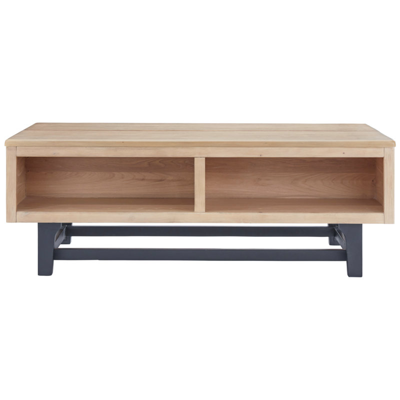 Contemporary Freslowe Black and Light Brown Lift-Top Coffee Table with Storage
