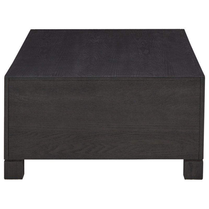 Modern Black Square Wood End Table with Storage