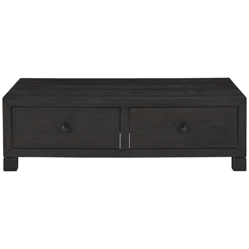 Modern Black Square Wood End Table with Storage