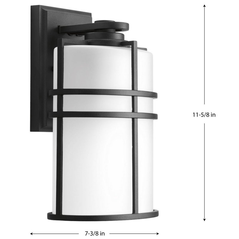 Black Aluminum Dimmable Lantern Wall Sconce with Etched Glass