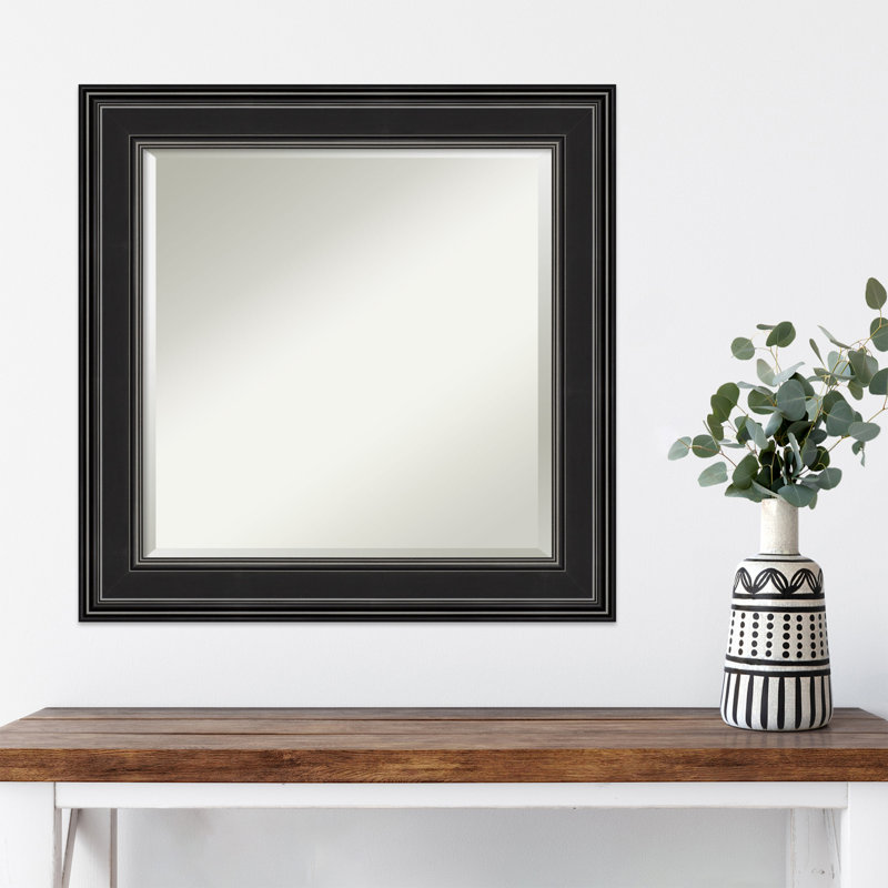 Ridge Black Square Polystyrene Framed Bathroom Vanity Mirror, 25.75"