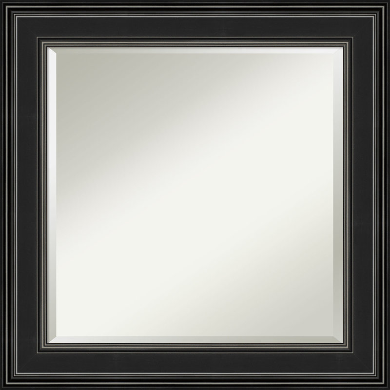Ridge Black Square Polystyrene Framed Bathroom Vanity Mirror, 25.75"
