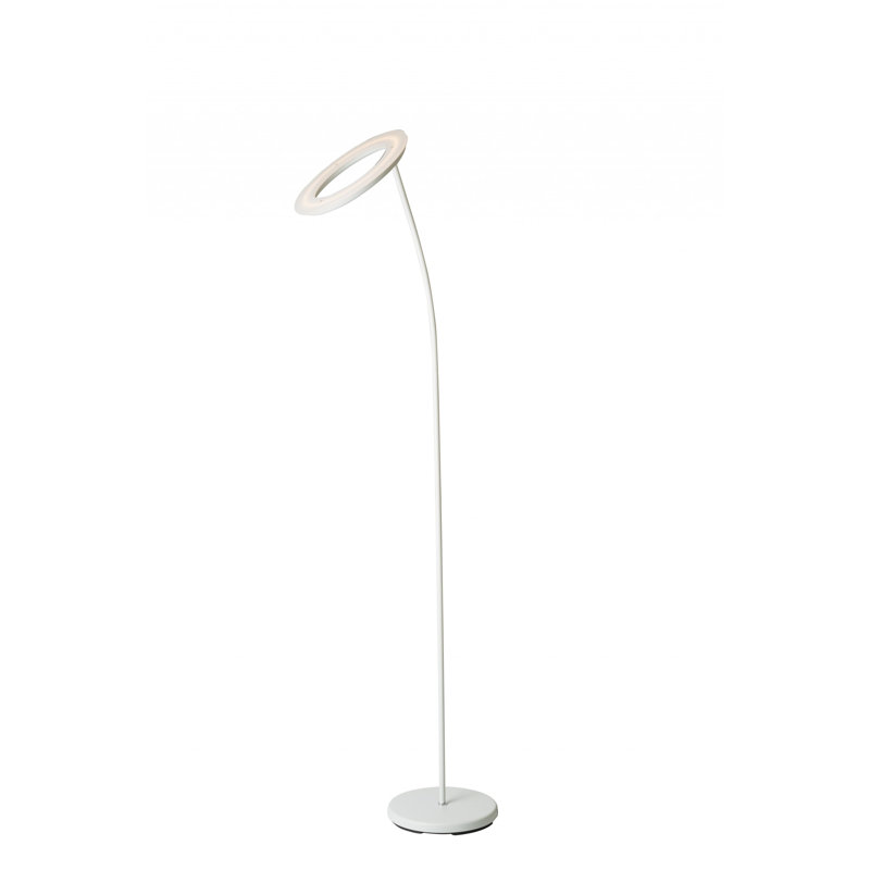 Sleek White Metal Torchiere Floor Lamp with Halo Shade