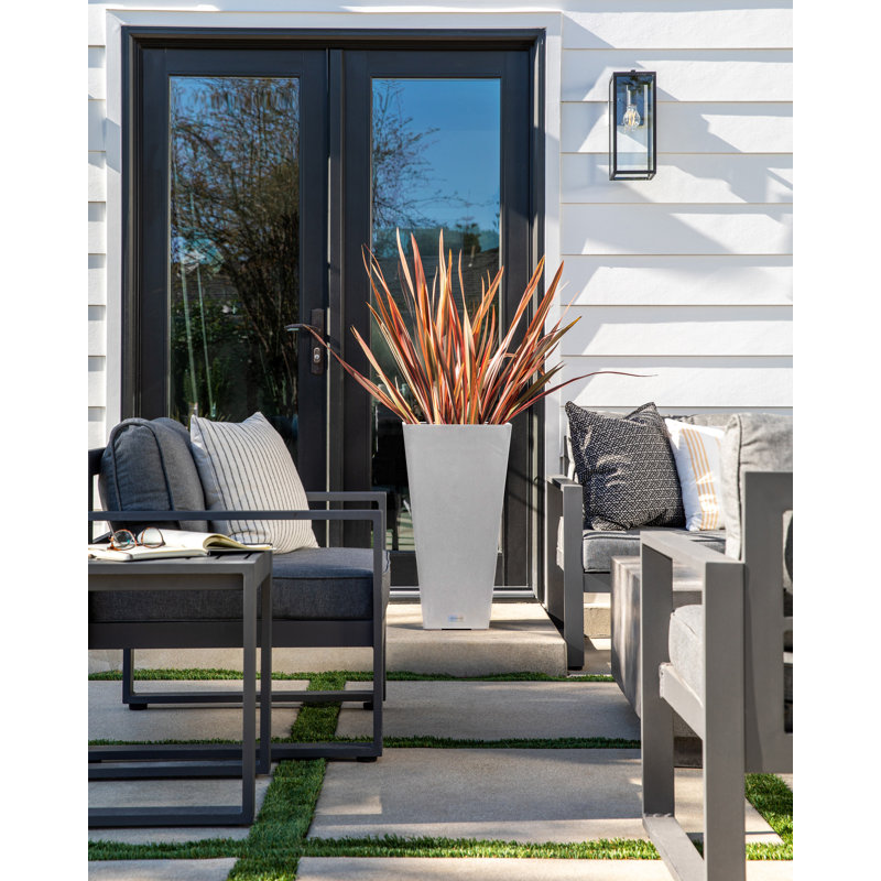 Midland Modern 26" White Recycled Plastic Indoor/Outdoor Planter