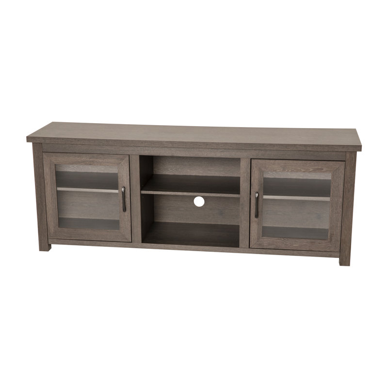 Modern Black Wash 65" Engineered Wood TV Stand with Glass Doors