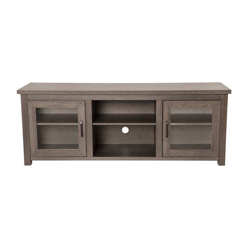Modern Black Wash 65" Engineered Wood TV Stand with Glass Doors