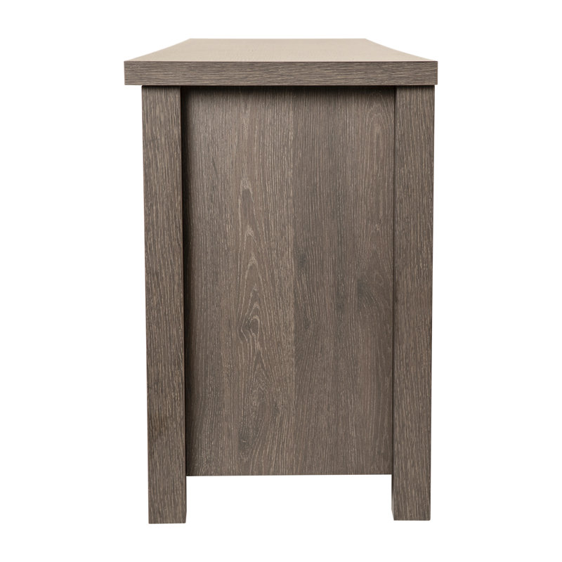 Modern Black Wash 65" Engineered Wood TV Stand with Glass Doors