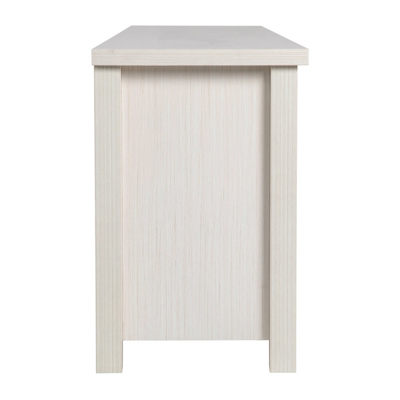 Modern White Wash 65" Engineered Wood TV Stand with Glass Doors
