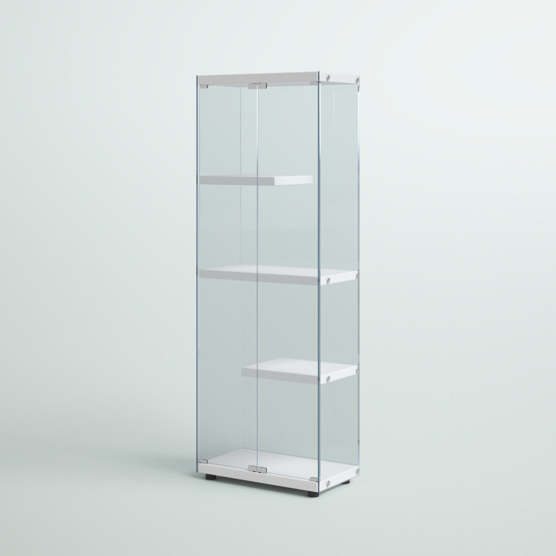 Maxwell Transitional Glam 68'' Transparent Glass Curio Cabinet