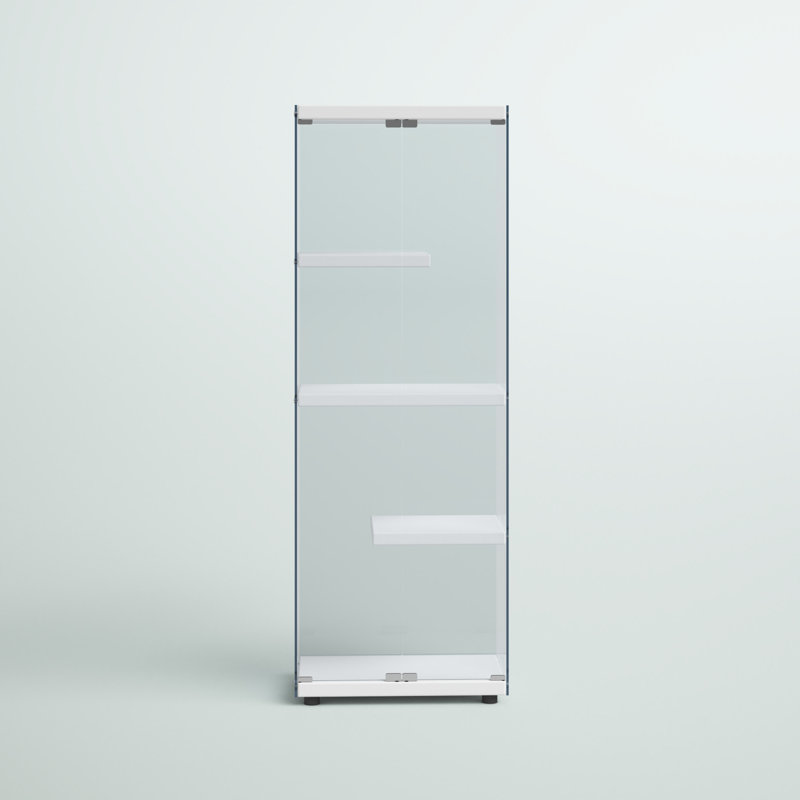 Maxwell Transitional Glam 68'' Transparent Glass Curio Cabinet
