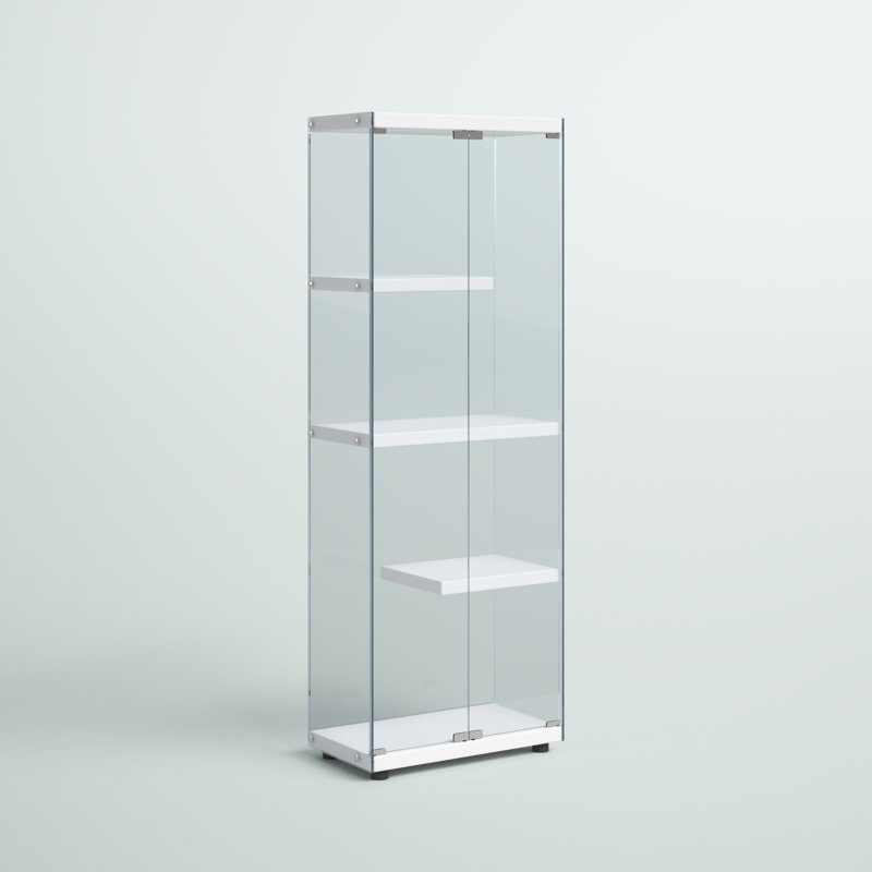 Maxwell Transitional Glam 68'' Transparent Glass Curio Cabinet
