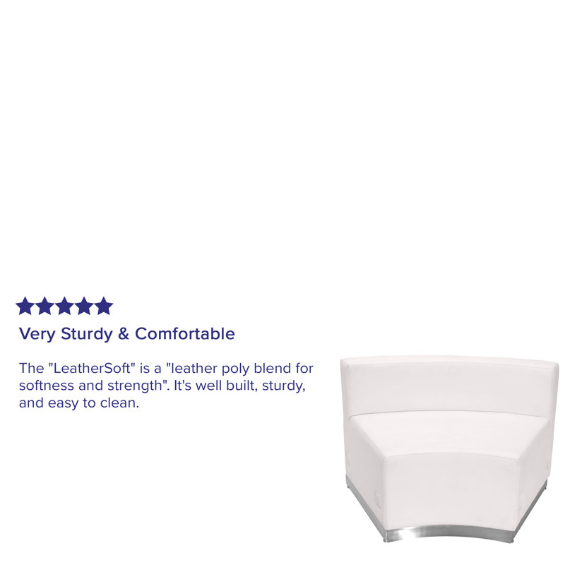 Avalon Melrose White LeatherSoft Concave Chair with Stainless Steel Base