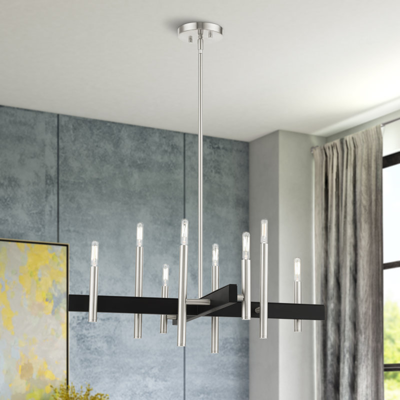 Brushed Nickel 28" 8-Light Candelabra Chandelier