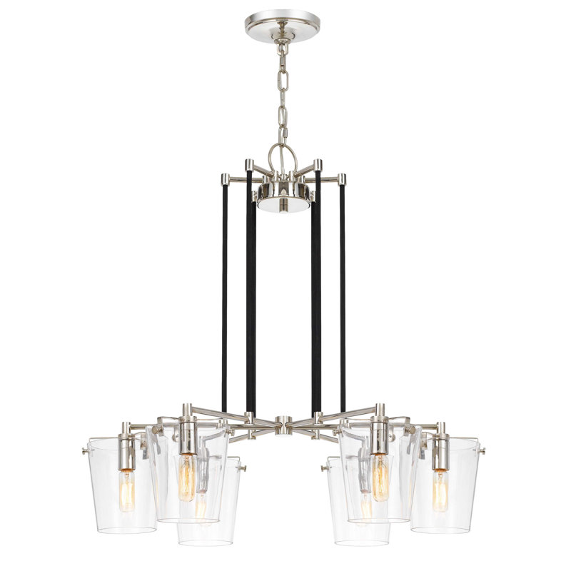 Arlo 6-Light Sputnik Chandelier with Clear Glass Shades in Polished Nickel