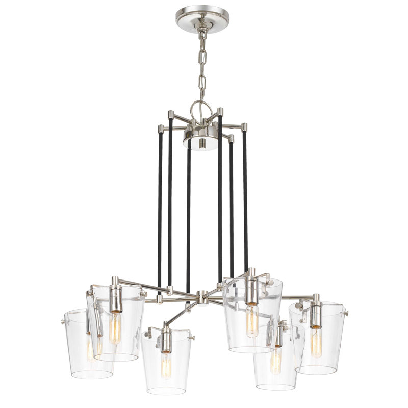 Arlo 6-Light Sputnik Chandelier with Clear Glass Shades in Polished Nickel