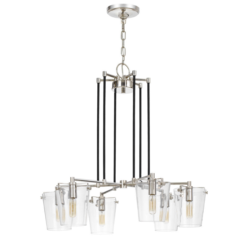 Arlo 6-Light Sputnik Chandelier with Clear Glass Shades in Polished Nickel