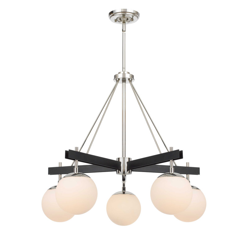 Allie Heritage Modern 24.5" Black & Polished Nickel Sputnik Chandelier