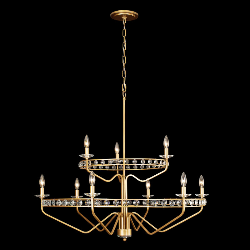 Monroe Antique Gold 9-Light Crystal Geometric Chandelier