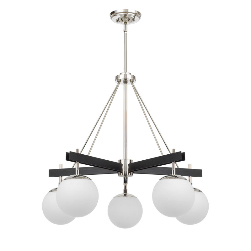 Allie Heritage Modern 24.5" Black & Polished Nickel Sputnik Chandelier