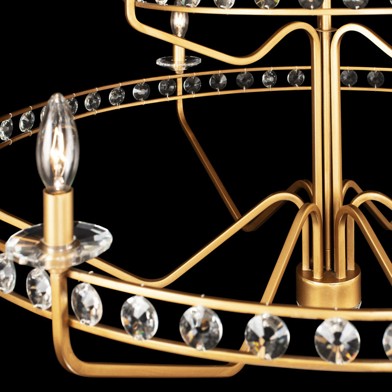 Monroe Antique Gold 9-Light Crystal Geometric Chandelier