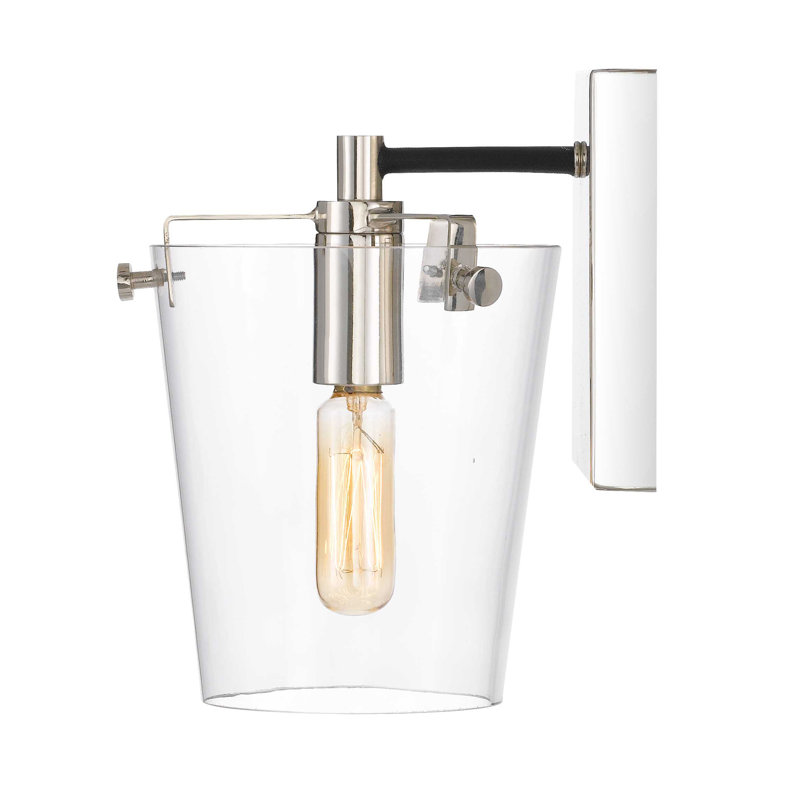 Arlo 7.75" Black and Polished Nickel Modern Bath Sconce