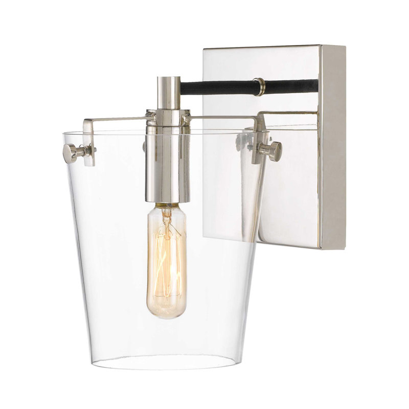Arlo 7.75" Black and Polished Nickel Modern Bath Sconce