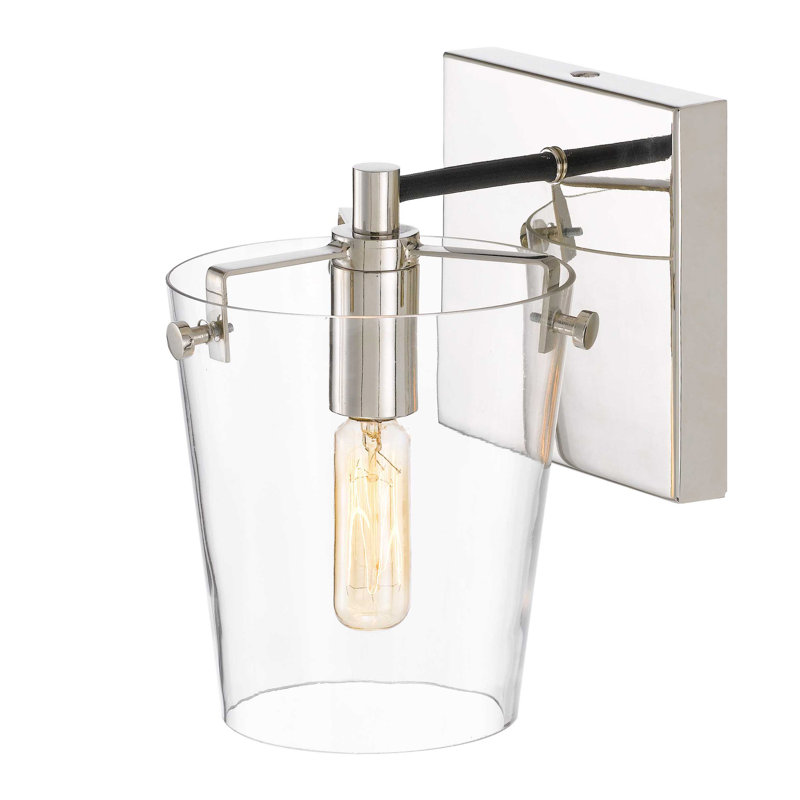Arlo 7.75" Black and Polished Nickel Modern Bath Sconce