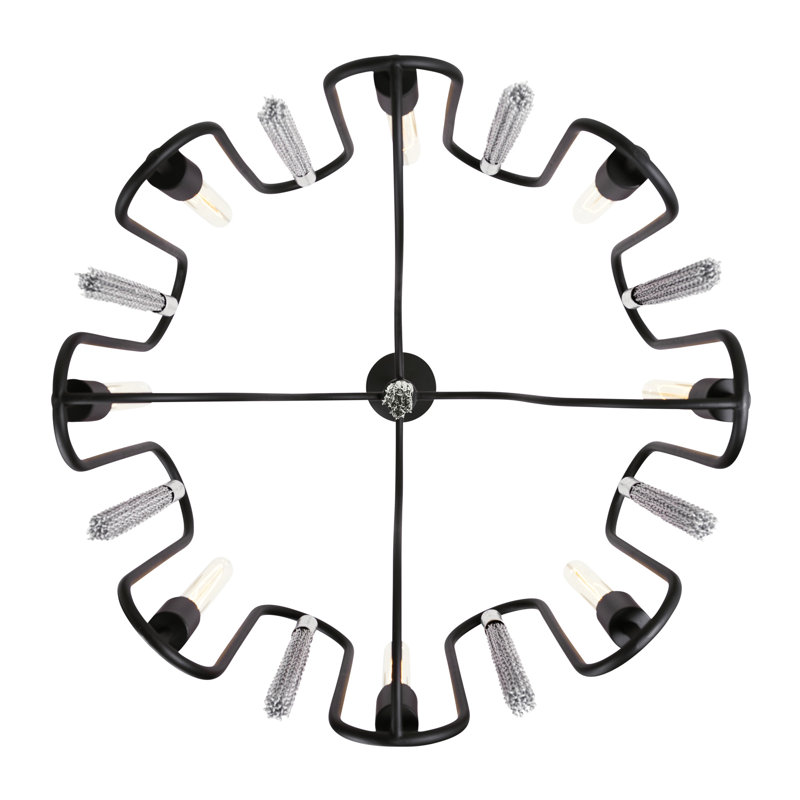 Matte Black and Chrome 8-Light Geometric Chandelier
