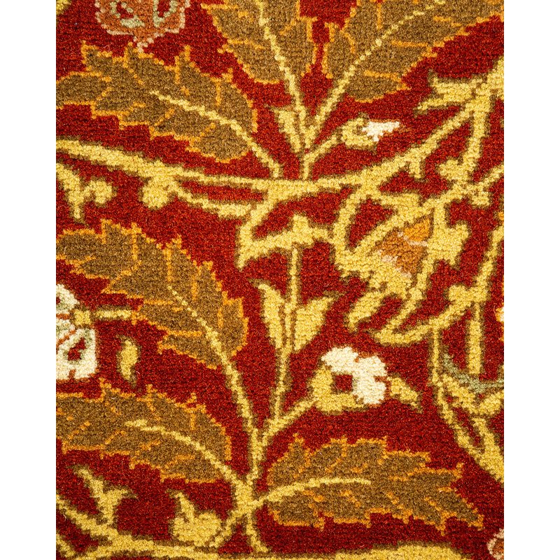 Handmade Red and Orange Wool Oriental 5' x 8' Area Rug