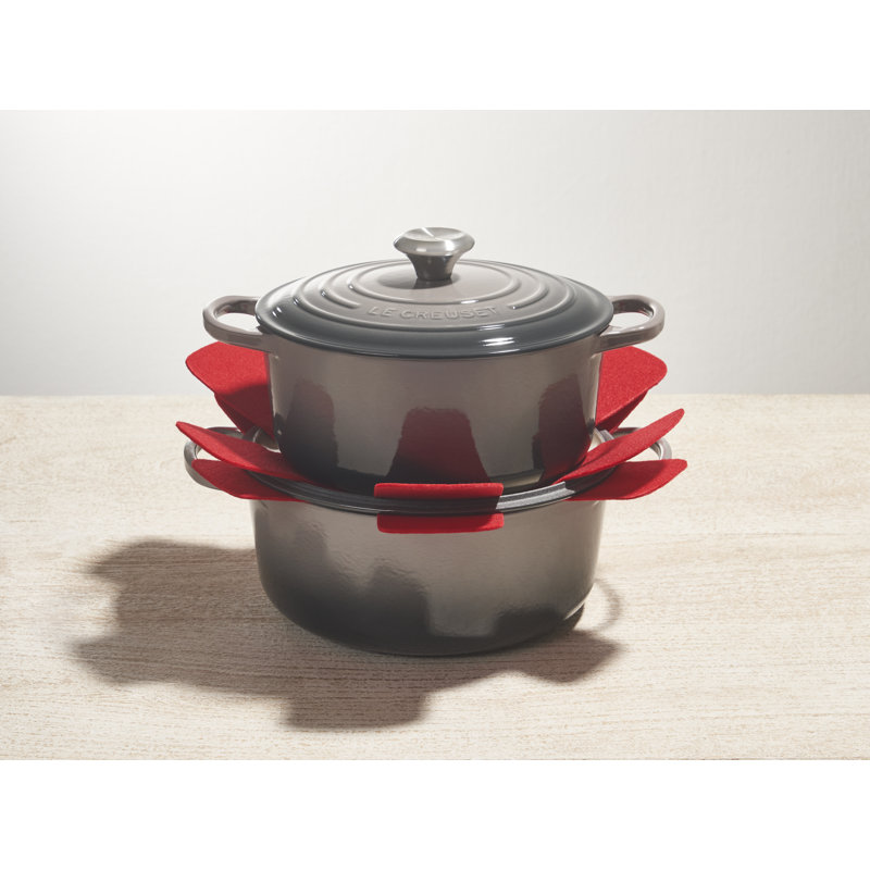 Cerise Red Felt Cookware Protectors Set of 3