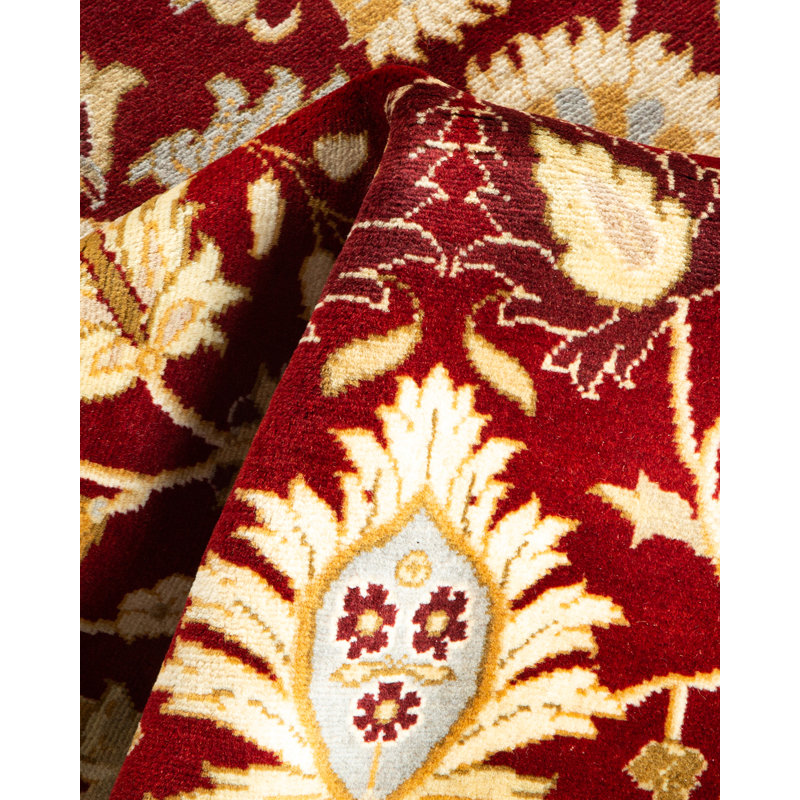 Hand-Knotted Red Wool Traditional 3' x 5' Area Rug