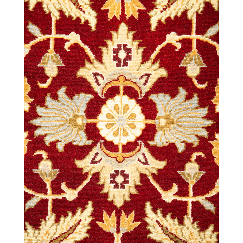 Hand-Knotted Red Wool Traditional 3' x 5' Area Rug