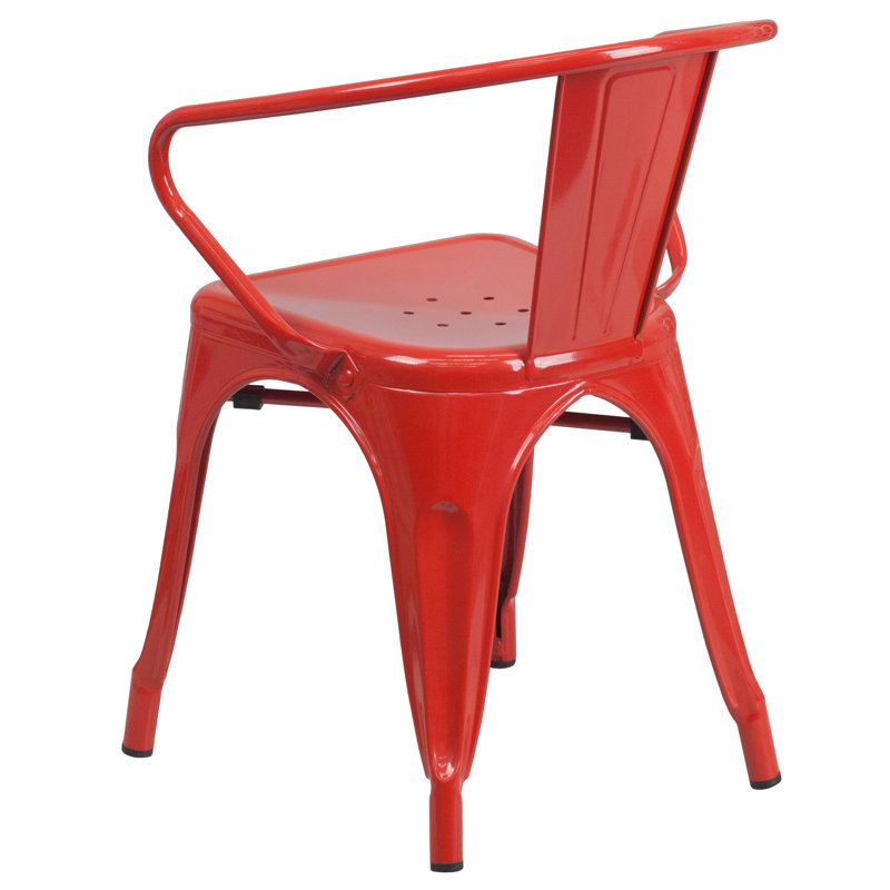Vibrant Red Galvanized Steel Stackable Indoor-Outdoor Dining Chair