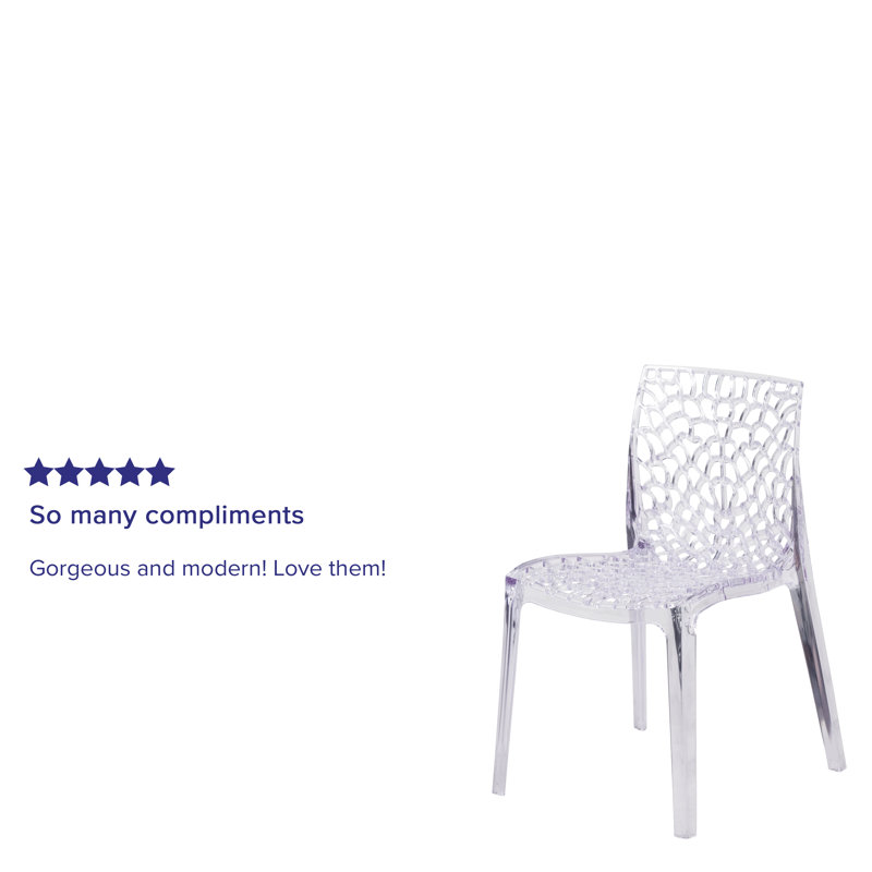 Amelia Transparent Artistic Pattern Stacking Side Chair Set