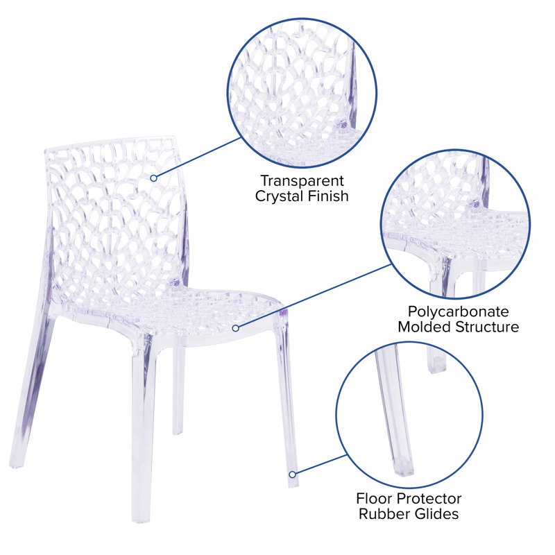 Amelia Transparent Artistic Pattern Stacking Side Chair Set