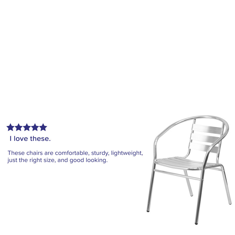 Lila Modern Aluminum Lightweight Outdoor Dining Armchair - Stackable