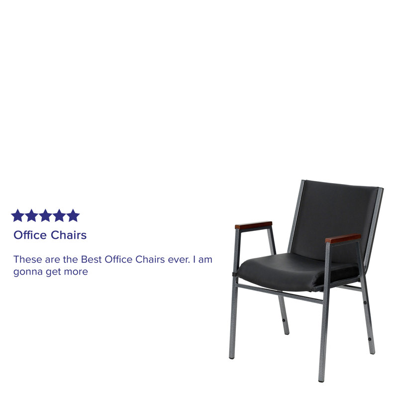 Heavy Duty Black Vinyl and Metal Stackable Arm Chair
