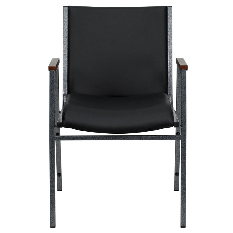 Heavy Duty Black Vinyl and Metal Stackable Arm Chair