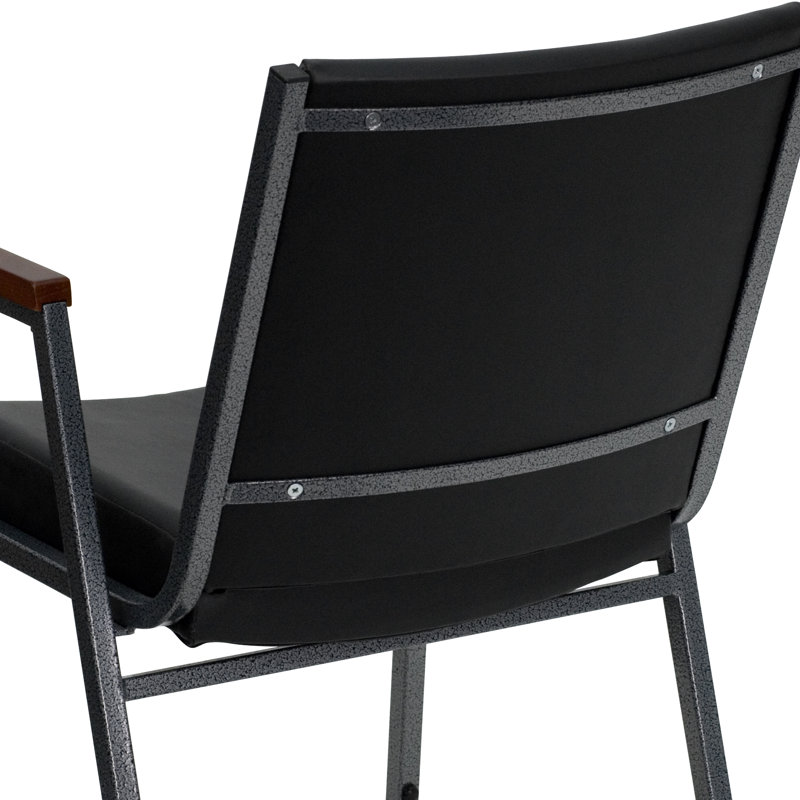 Heavy Duty Black Vinyl and Metal Stackable Arm Chair