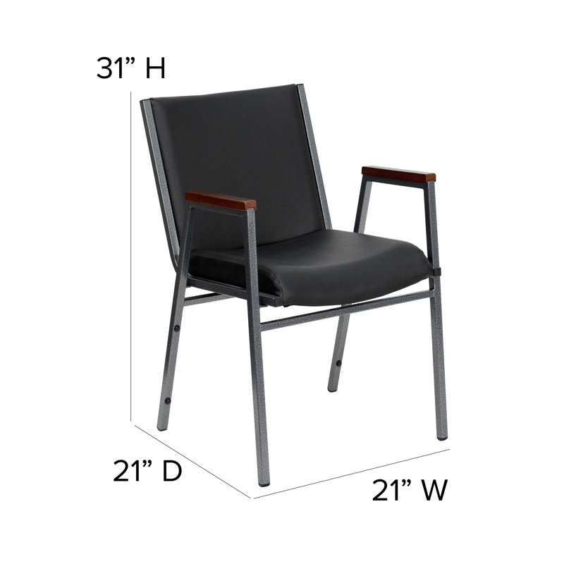 Heavy Duty Black Vinyl and Metal Stackable Arm Chair