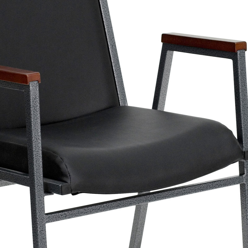 Heavy Duty Black Vinyl and Metal Stackable Arm Chair