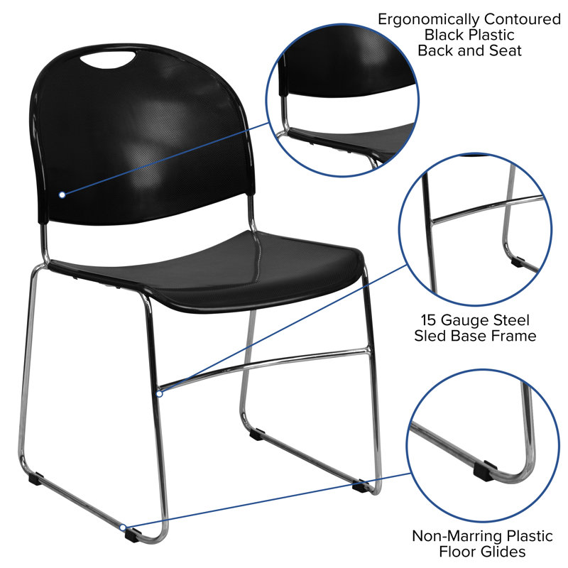 Chrome Frame Ergonomic Mid-Back Stackable Chair for Various Settings