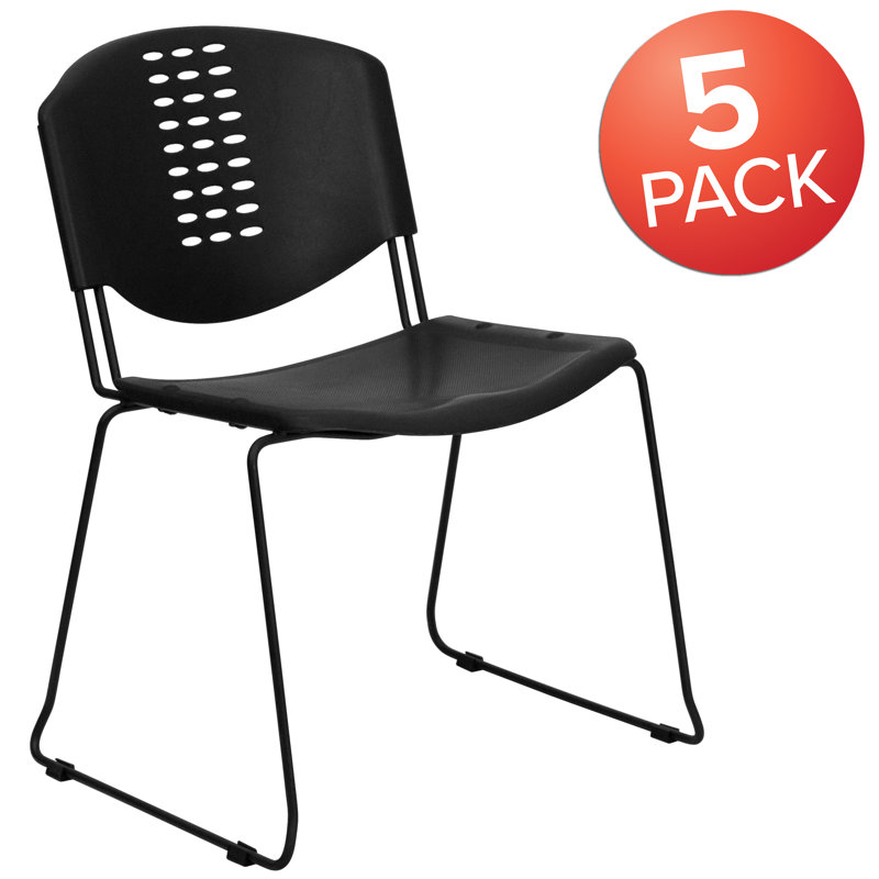 Hercules Series 400 lb Black Metal & Plastic Stackable Chair