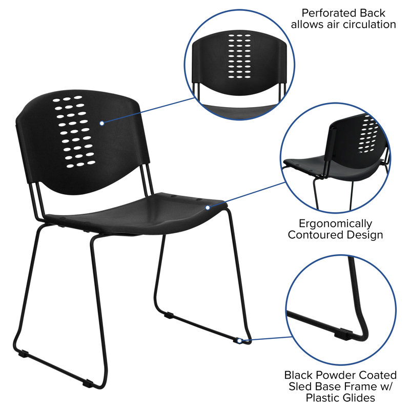 Hercules Series 400 lb Black Metal & Plastic Stackable Chair